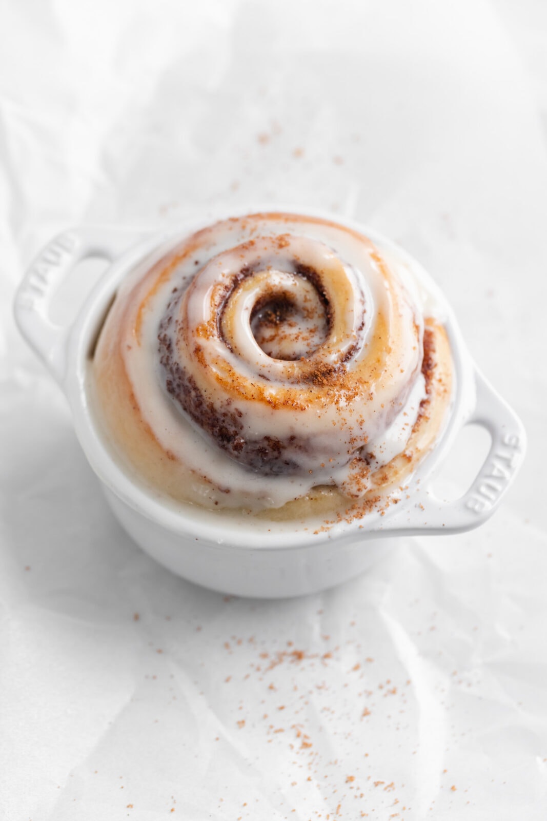 cinnamon roll for one with cream cheese frosting
