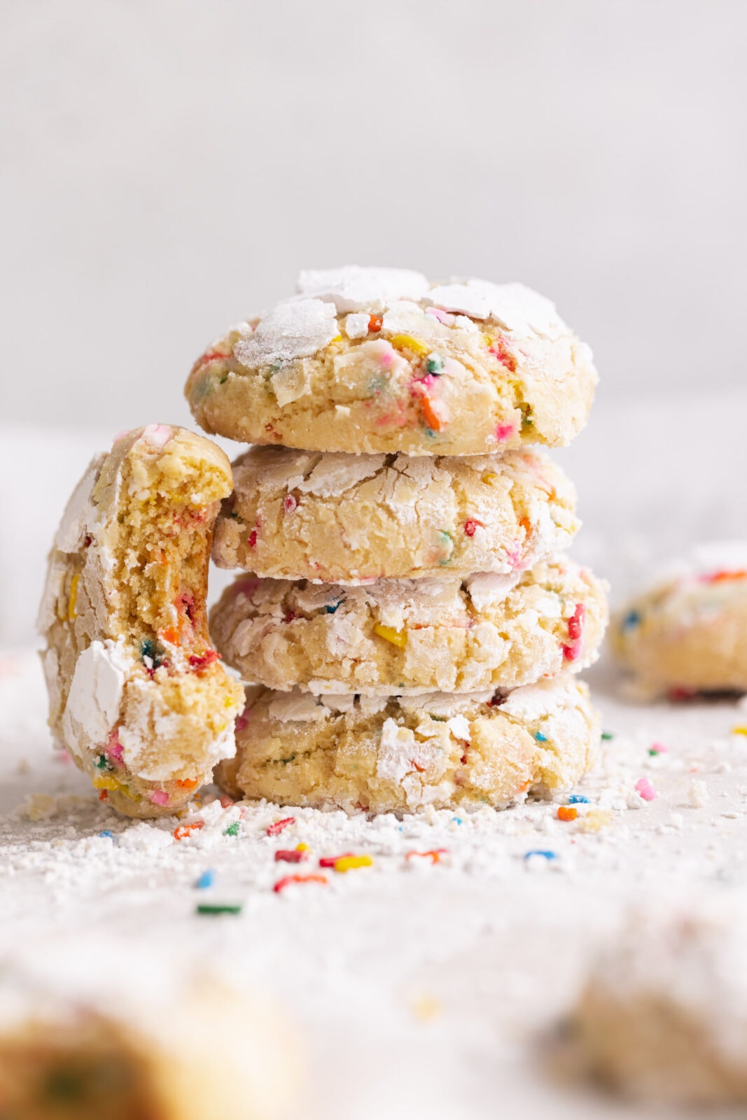 funfetti crinkle cookies with rainbow sprinkles