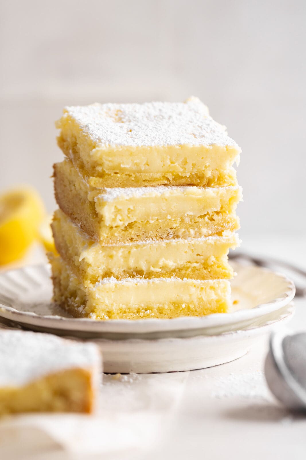 gooey lemon butter cake with powdered sugar