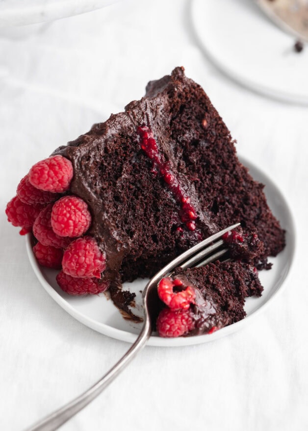 raspberry chocolate cake slice