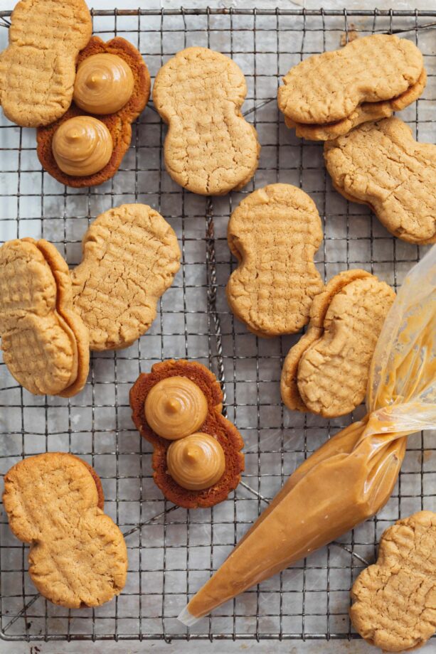 homemade nutter butters on cooling rack