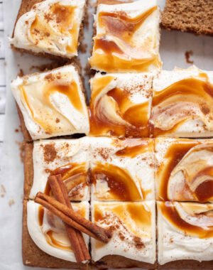 Spice Cake with Caramel Cream Cheese Frosting