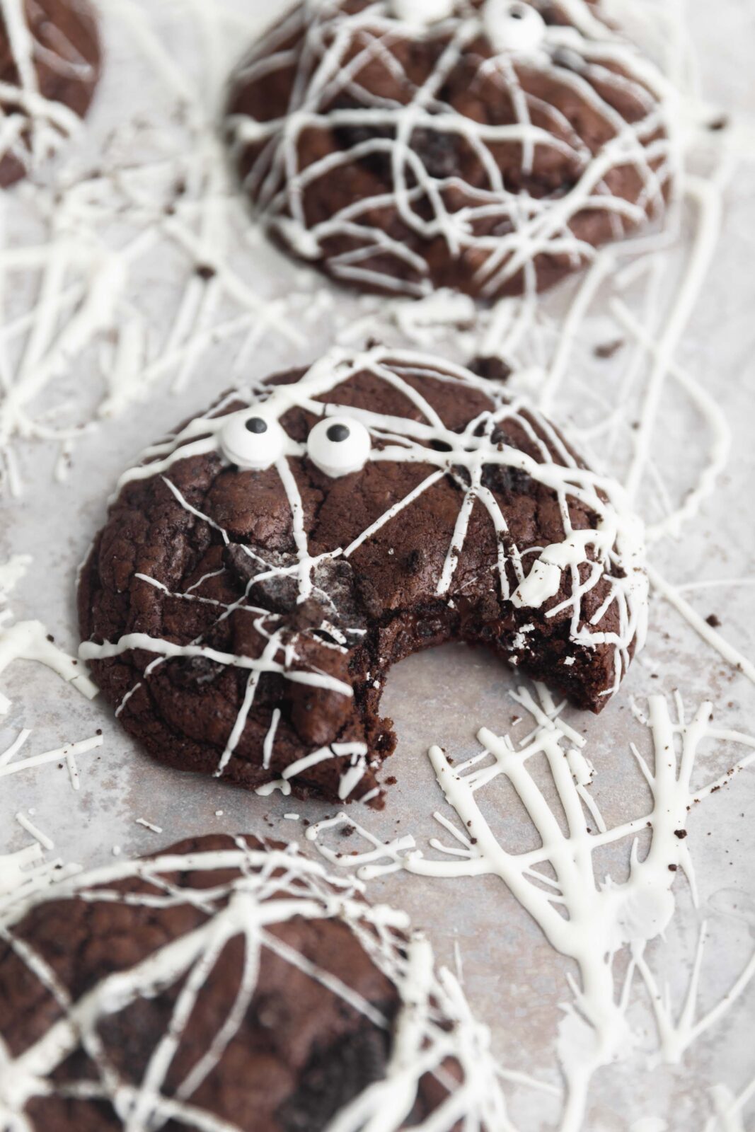 double chocolate spiderweb cookies