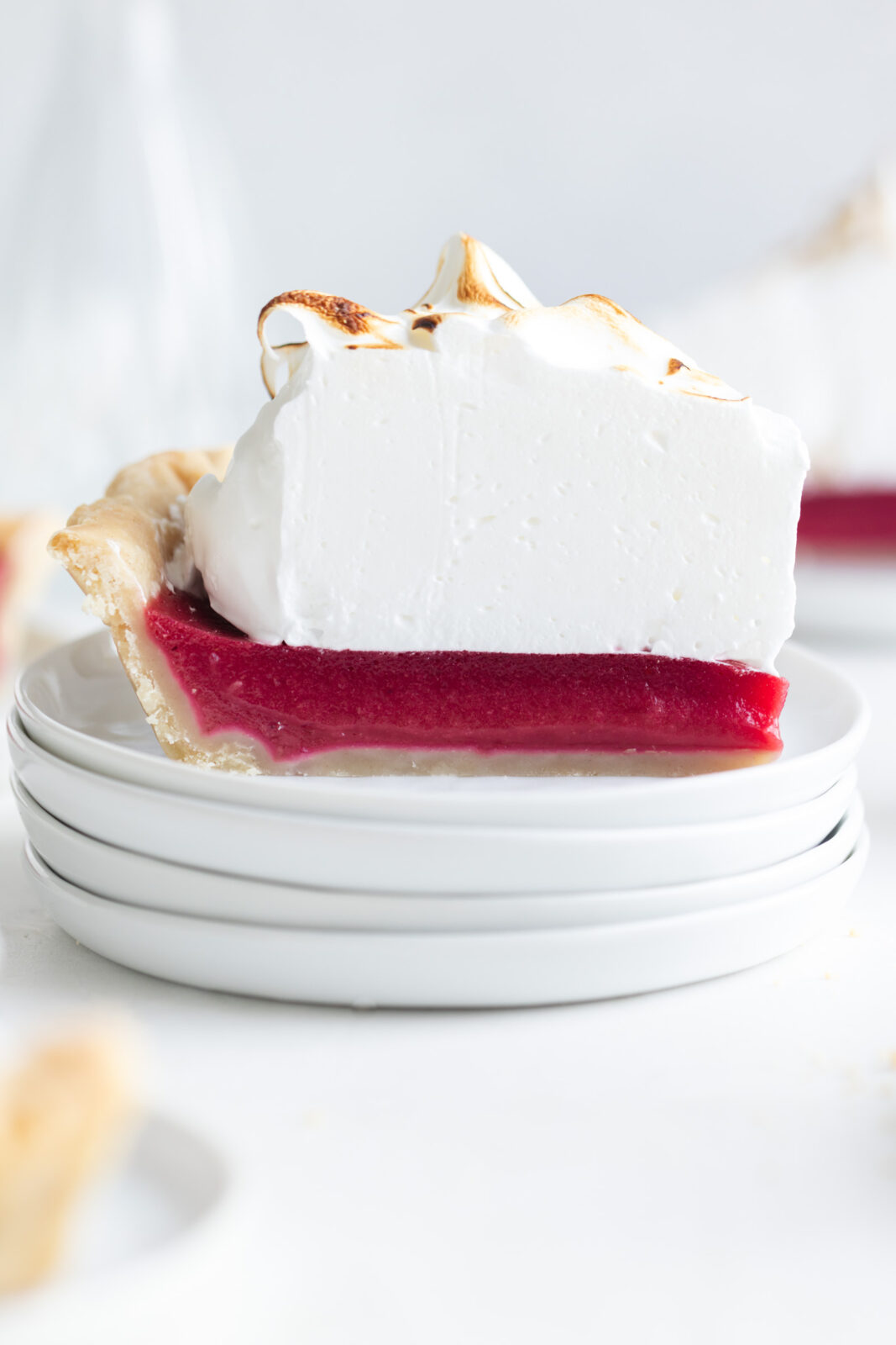 cranberry meringue pie slice