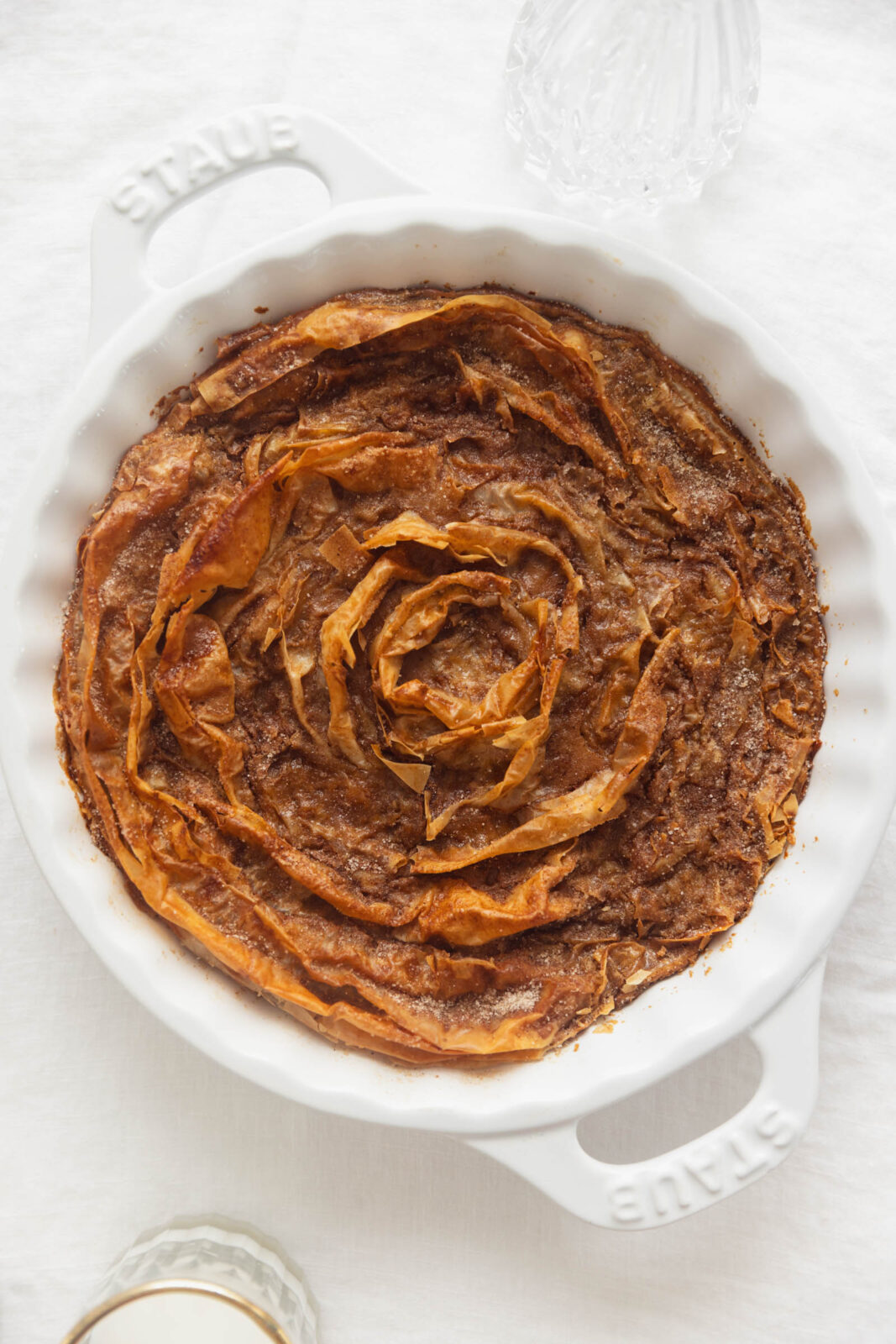 ruffled milk pie in pie dish