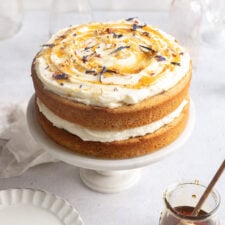 London Fog Cake with Honey Cream Cheese Frosting