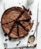 fallen chocolate cake cut into slices